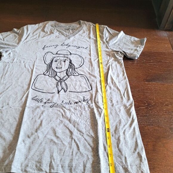 NWOT Fancy Lady Cowgirl V Neck Tee Little Fancy Ranchy Large - Picture 3 of 6